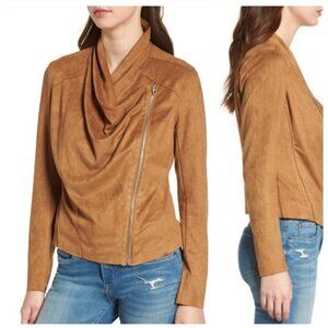 Blank NYC Faux Suede Moto Jacket Tan Brown - Medium